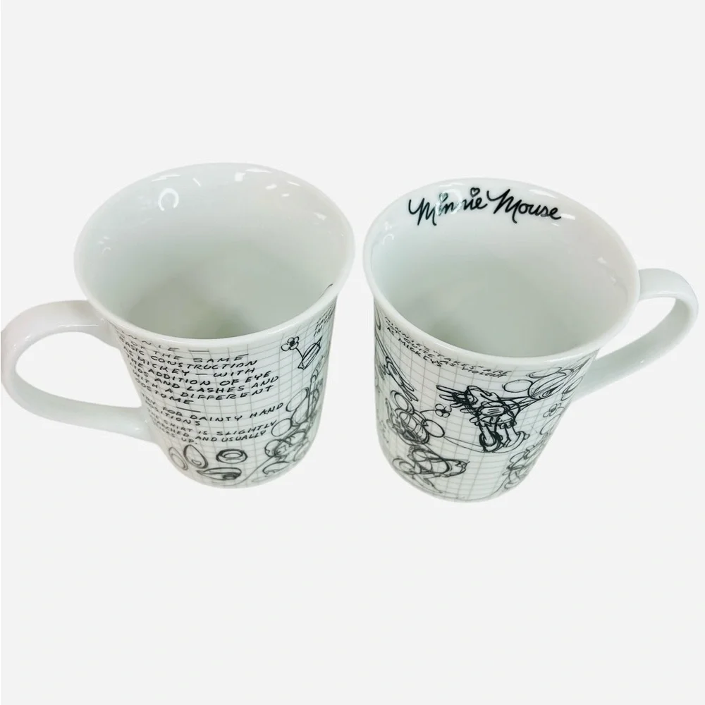 Tracey Porter Coffee Tea Mugs Disney Sketch Book Minnie Mouse Set of 2